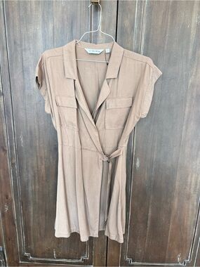 The Drop Taupe Short-Sleeve Wrap Dress